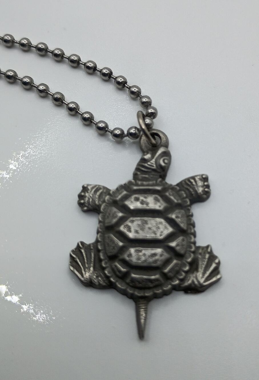 Pewter Turtle Pendant Necklace – 24" Ball Chain